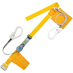 TSUYORON 胴ベルト型墜落制止用器具（巻取タイプ）補助ロープ2丁掛け仕様 ロック機構付き2WAYリトラ・ロープ 黄 LLサイズ 幅50MM×長さ1600MM 130KG対応型 TBTRL2593SYLL(130KG)JANBX