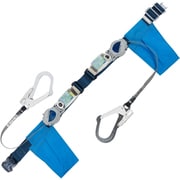 TSUYORON 胴ベルト型墜落制止用器具(巻取タイプ)ランヤード2丁掛け仕様 ロック機構付き2WAYリトラ 紺 Mサイズ 幅50MM×長さ1200MM TBTRL2OT593TRLTBL2MJANBX