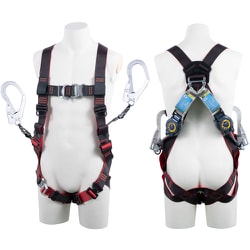 TSUYORON レヴォハーネス ツインランヤード付き ロック機構付き巻取式SRリトラ 黒・赤 Sサイズ 胸D環付き TH508OT2TR93SVOTBKRS2R23JANBX