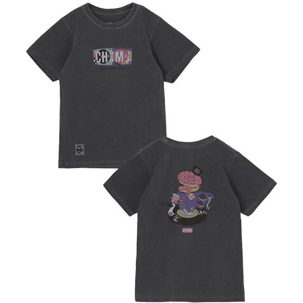 キッズチャムスレコード＆ドーナツTシャツ キッズ トップス 半袖 Black（K001） Lサイズ CH21-1371