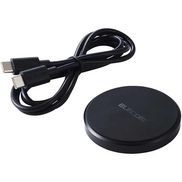 ワイヤレス充電器 Qi認証 12W/10W/7.5W/5W 卓上充電器 USB Type-C to Type-Cケーブル（1m）付属 ブラック W-QA28BK