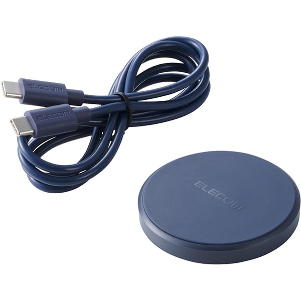 ワイヤレス充電器 Qi認証 12W/10W/7.5W/5W 卓上充電器 USB Type-C to Type-Cケーブル（1m）付属 ネイビー W-QA28NV