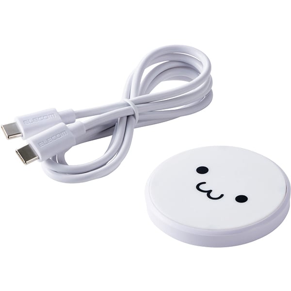 ワイヤレス充電器 Qi認証 12W/10W/7.5W/5W 卓上充電器 USB Type-C to Type-Cケーブル（1m）付属 しろちゃん（ホワイト×ブラック） W-QA28WF