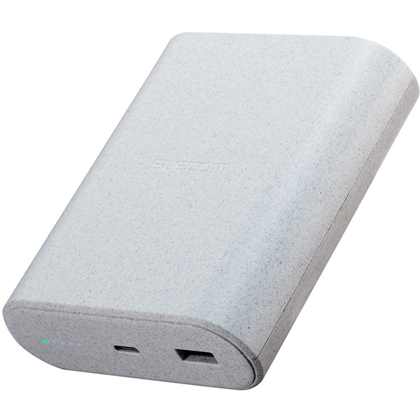 モバイルバッテリー 9000mAh ナトリウムイオン電池搭載 PD 45W 入出力（USB-C×1）/出力（USB-A×1） USB-C to Cケーブル（0.1m）付属 ライトグレー DE-C55L-9000LGY