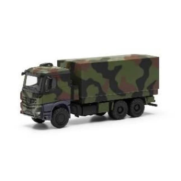 HE746991-002 1/87 メルセデスベンツ アロクス 6×6 フラットベッド キャンバストラック 迷彩柄 [コレクションミニカー]