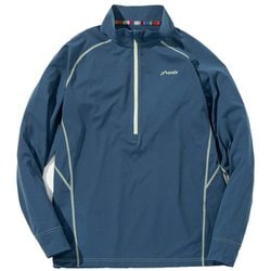 ハーフジップ長袖Tシャツ メンズ カットソー BLUE GREEN XLサイズ POM25LS11
