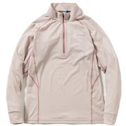 ハーフジップ長袖Tシャツ レディース カットソー PINK XLサイズ POW25LS31