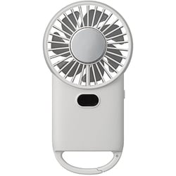 ハンディファン ひんやりプレート搭載 USB-C充電 4段階風量調節 ペルチェ式冷却プレート搭載 カラビナ一体型 デジタル表示付き グレイッシュホワイト KPF-0652/W