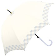 長傘 婦人用 晴雨兼用 プレーンチェック 58cm ジャンプ式 UVカット加工 遮熱効果 ブルー 127077