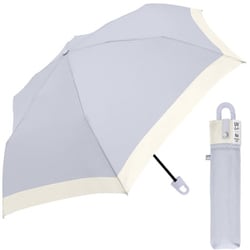 折りたたみ傘 晴雨兼用 婦人カラビナ付き手元折傘 バイカラー 55cm UVカット加工 ブルーグレー 127088