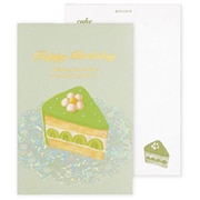 箔押しバースデーカード 【ROKKAKU】 ケーキ 「グリーン」 1枚入 R0062304