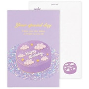 箔押しバースデーカード 【ROKKAKU】 ケーキ 「パープル」 1枚入 R0062305