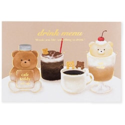 箔押しポストカード 【ROKKAKU】 cafe teddyシリーズ 「ドリンク」 1枚入 R0012303