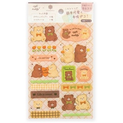 箔押しシートシール 【ROKKAKU】 cafe teddyシリーズ 「ウユココ」 1枚入 R0022402