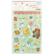 箔押しシートシール 【ROKKAKU】 cafe teddyシリーズ 「パーティ」 1枚入 R0022403