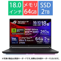 ゲーミングノートPC/ROG Strix SCAR 18/18型/Core Ultra 9 275HX/GeForce RTX 5080/メモリ 64GB/SSD 2TB/Windows 11 Home/オフブラック AniMe Vision G835LW-U9R5080