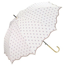 長傘 日傘 晴雨兼用 なみなみタイニーフラワー 58cm ジャンプ式 UVカット 紫外線防止効果 オフ（オフホワイト） 4774-05-001OF