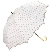 長傘 日傘 晴雨兼用 なみなみタイニーフラワー 58cm ジャンプ式 UVカット 紫外線防止効果 オフ(オフホワイト) 4774-05-001OF