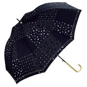 長傘 日傘 晴雨兼用 フローラルパッチワーク 58cm ジャンプ式 UVカット 紫外線防止効果 ネイビー 8065-05-001NV