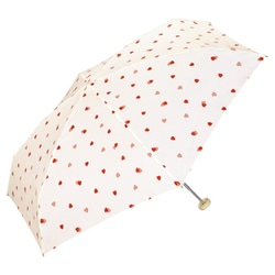 折りたたみ傘 日傘 晴雨兼用 ドローイングチェックハート ミニ 50cm 手開き式 UVカット 紫外線防止効果 オフ（オフホワイト） 6808-305-002OF