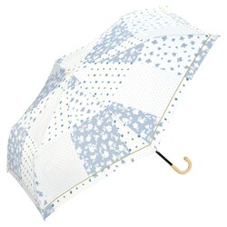 折りたたみ傘 日傘 晴雨兼用 フローラルパッチワーク ミニ 50cm 手開き式 UVカット 紫外線防止効果 オフ（オフホワイト） 8065-015-002OF