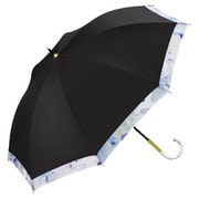 長傘 日傘 晴雨兼用 遮光 リムオーガンジープリント 50cm 手開き式 完全UVカット ブラック 81-11039-101BK