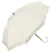 長傘 日傘 晴雨兼用 遮光 リムオーガンジープリント 50cm 手開き式 完全UVカット オフ(オフホワイト) 81-11039-101OF
