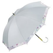 長傘 日傘 晴雨兼用 遮光 リムオーガンジープリント 50cm 手開き式 完全UVカット グレー 81-11039-101GY