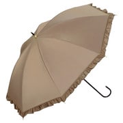 長傘 日傘 晴雨兼用 遮光 クラシックフリル 50cm 手開き式 完全UVカット ブラウン 81-11820-101BR