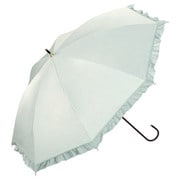 長傘 日傘 晴雨兼用 遮光 クラシックフリル 50cm 手開き式 完全UVカット ミント 81-11820-101MT