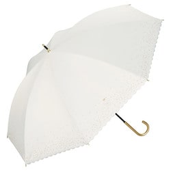 日傘 長傘 婦人用 晴雨兼用 遮光 グリッターハート 55cm 手開き式 一級遮光 UVカット率100％ 遮熱効果 内側黒コーティング加工 UPF50＋ はっ水加工 オフ（オフホワイト） 81-13438-101OF