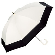 長傘 日傘 晴雨兼用 遮光 切り継ぎロング 55cm 手開き式 遮光率100% UVカット率100% オフ(オフホワイト)×ブラック 81-13439-101OF×BK