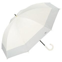 日傘 長傘 晴雨兼用 遮光 切り継ぎロング 55cm 手開き式 一級遮光 UVカット率100% 遮熱効果 内側黒コーティング加工 UPF50＋ はっ水加工 オフ（オフホワイト）×グレー 81-13439-101OF×GY