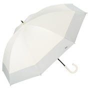 長傘 日傘 晴雨兼用 遮光 切り継ぎロング 55cm 手開き式 遮光率100% UVカット率100% オフ(オフホワイト)×グレー 81-13439-101OF×GY