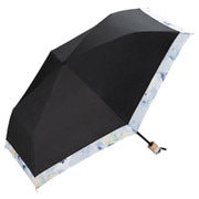 折りたたみ傘 日傘 晴雨兼用 遮光 リムオーガンジープリント ミニ 49cm 手開き式 完全UVカット ブラック 801-11039-102BK