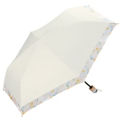 日傘 折りたたみ傘 晴雨兼用 遮光 リムオーガンジープリント ミニ 49cm 手開き式 一級遮光 UVカット率100％ 遮熱効果 内側黒コーティング加工 UPF50＋ はっ水加工 オフ（オフホワイト） 801-11039-102OF
