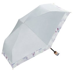 日傘 折りたたみ傘 晴雨兼用 遮光 リムオーガンジープリント ミニ 49cm 手開き式 一級遮光 UVカット率100％ 遮熱効果 内側黒コーティング加工 UPF50＋ はっ水加工 グレー 801-11039-102GY