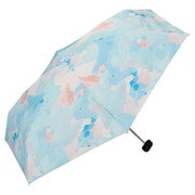 折りたたみ傘 日傘 晴雨兼用 遮光 パステルペイント ミニ 50cm 手開き式 完全UVカット ブルー 801-11497-102BL