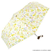 折りたたみ傘 日傘 晴雨兼用 サンリオキャラクターズ 遮光 水彩フラワー ミニ 50cm 手開き式 遮光率100% UVカット率100% オフ(ポムポムプリン) 801-SA24-102OF