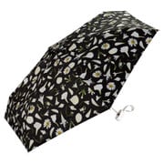 折りたたみ傘 日傘 晴雨兼用 [plantica× Wpc.]フラワープリントタイニー 47cm 手開き式 遮光率100％ UVカット率100％ ブラック×オフ（オフホワイト） PLP003-001-102BK×OF