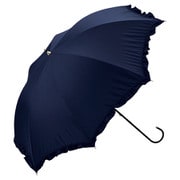 長傘 日傘 晴雨兼用 遮光 クラシックフリル 50cm 手開き式 完全UVカット ネイビー 81-11820-101NV