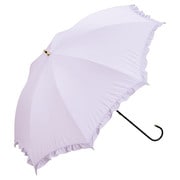 長傘 日傘 晴雨兼用 遮光 クラシックフリル 50cm 手開き式 完全UVカット ラベンダー 81-11820-101LV