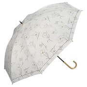 長傘 日傘 晴雨兼用 遮光 フラワードローイング 55cm 手開き式 完全UVカット オフ(オフホワイト) 81-12623-101OF