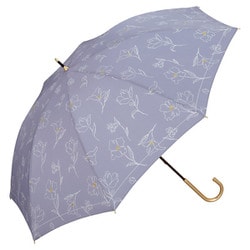 長傘 日傘 晴雨兼用 遮光 フラワードローイング 55cm 手開き式 一級遮光 UVカット100％ UPF50＋ はっ水加工 ブルーグレー 81-12623-101BLGY