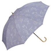 長傘 日傘 晴雨兼用 遮光 フラワードローイング 55cm 手開き式 完全UVカット ブルーグレー 81-12623-101BLGY