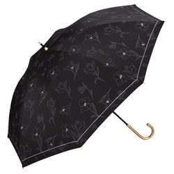 長傘 日傘 晴雨兼用 遮光 フラワードローイング 55cm 手開き式 一級遮光 UVカット100％ UPF50＋ はっ水加工 ブラック 81-12623-101BK