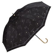 長傘 日傘 晴雨兼用 遮光 フラワードローイング 55cm 手開き式 完全UVカット ブラック 81-12623-101BK