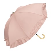 長傘 日傘 晴雨兼用 遮光 ドームパラソル フリル 55cm 手開き式 遮光率100% UVカット率100% ピンク 81-13217-101PK