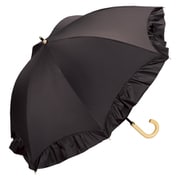 長傘 日傘 晴雨兼用 遮光 ドームパラソル フリル 55cm 手開き式 遮光率100% UVカット率100% チャコール 81-13217-101