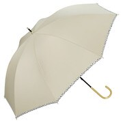 長傘 日傘 晴雨兼用 遮光 アニマルパイピング 55cm 手開き式 完全UVカット ベージュ 81-17958-101BE